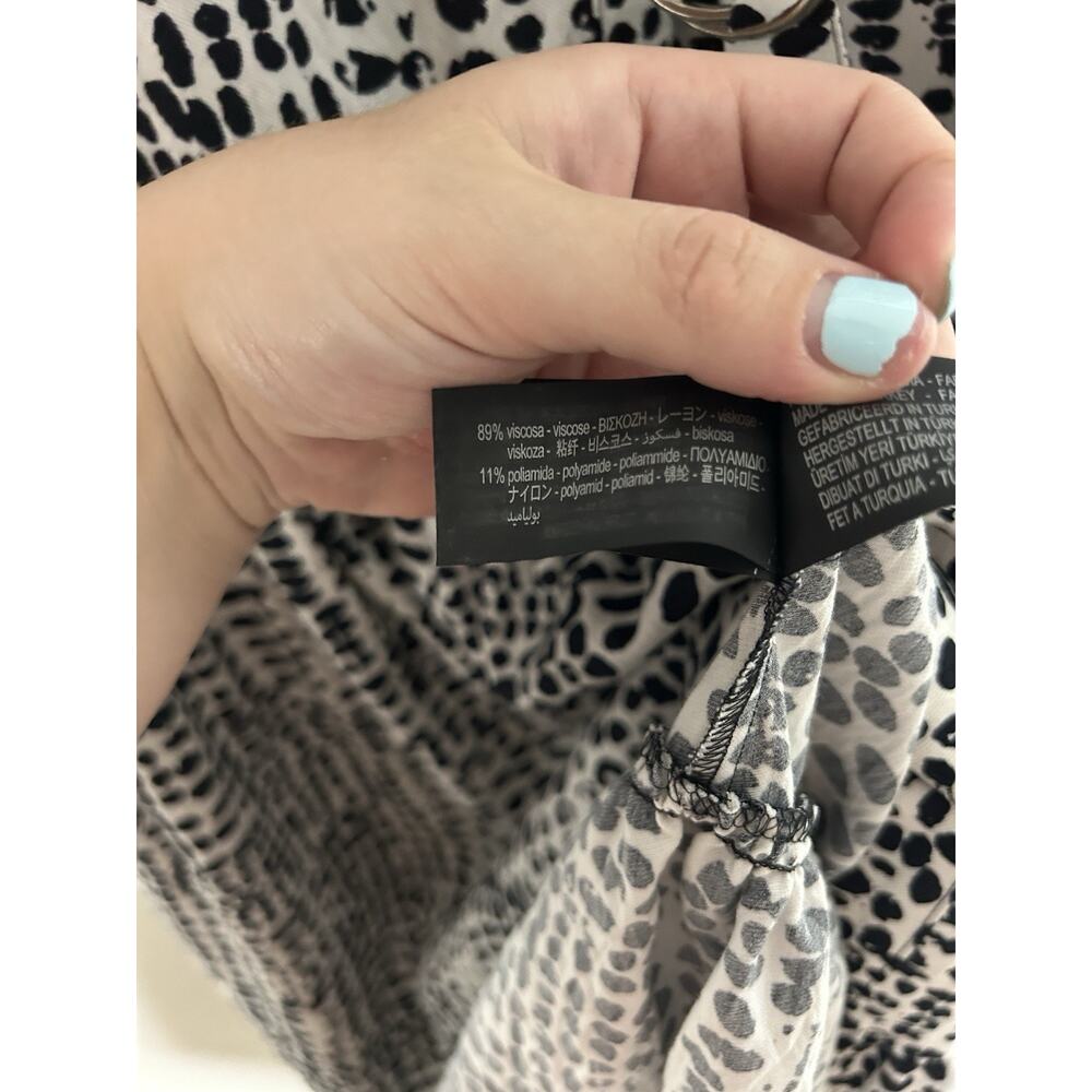 Zara Long Printed Black and White Long Sleeve Button Down Belted Dress Sz Small - Picture 3 of 6